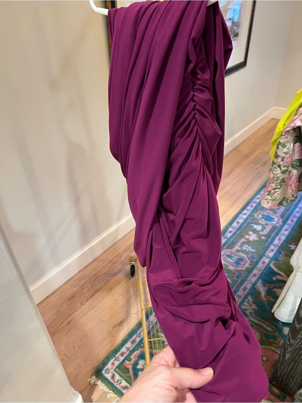 Norma Kamali Diana gown Ruched Midi Skirt in Plum